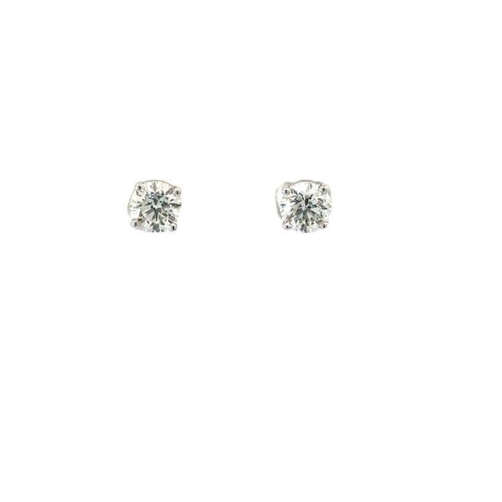 18ct White Gold 1.42ct Solitaire Diamond Stud Earrings