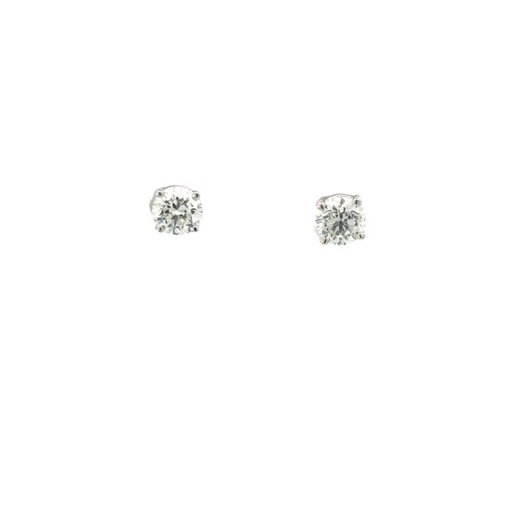 18ct White Gold Single Stone Diamond Earrings 1ct