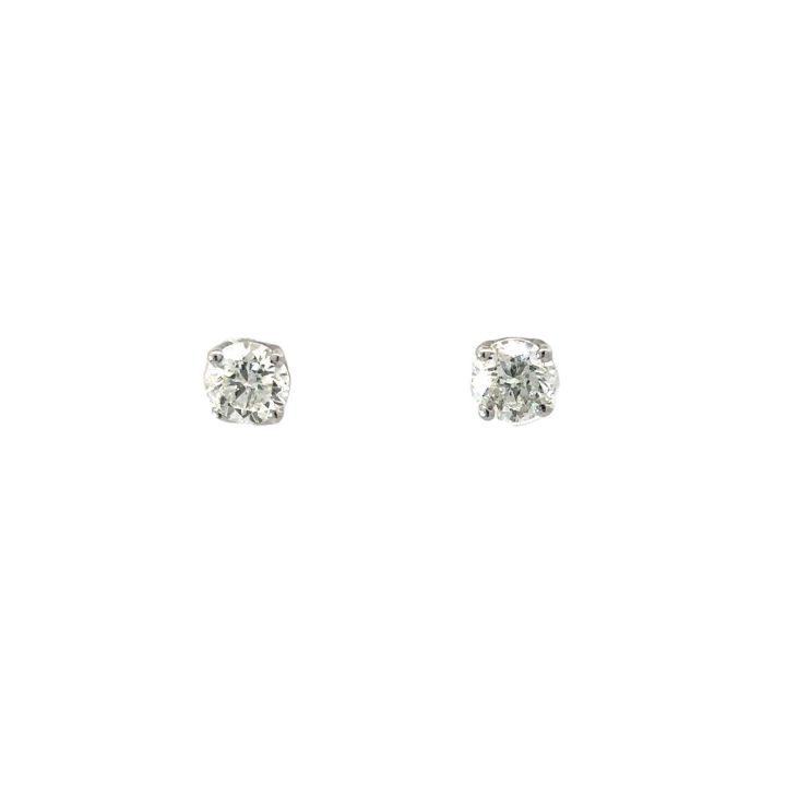 18ct White Gold Single Stone Diamond Stud Earrings 1.20ct