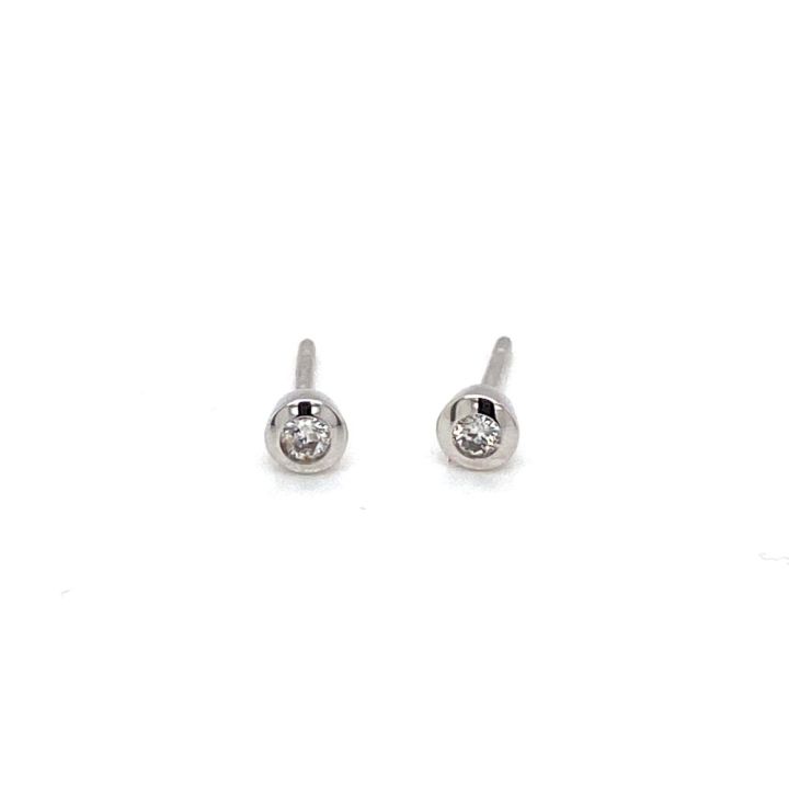 9ct White Gold Diamond Rub Over Set Earrings 0.10ct