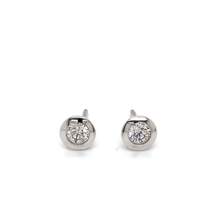 9ct White Gold Diamond Rub Over Set Earrings 0.50ct