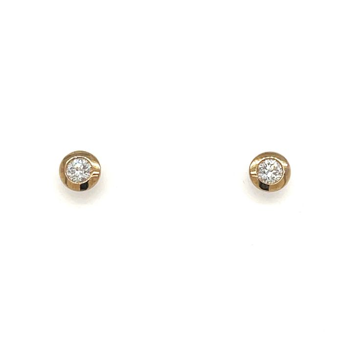 9ct Yellow Gold 0.30ct Diamond Rub Over Set Earrings