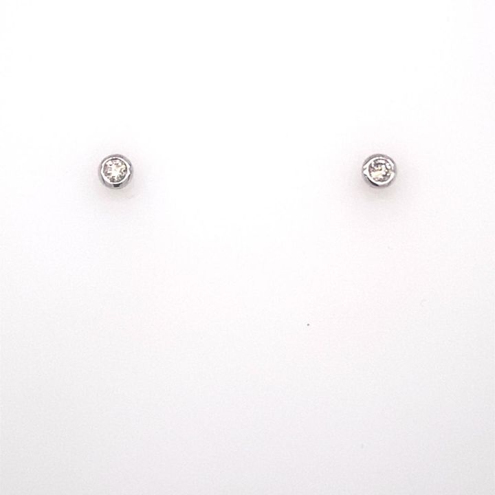 9ct White Gold 0.10ct Diamond Rub Over Set Earrings