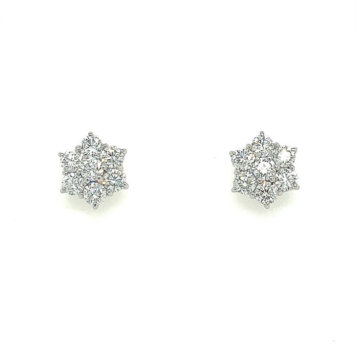 18ct White Gold 2ct Diamond Petal Stud Earrings