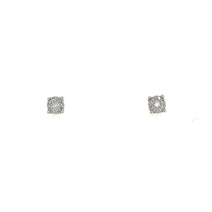 9ct White Gold Invisible Set Diamond Stud Earrings