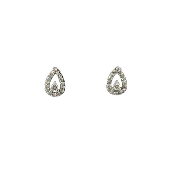 9ct White Gold Open Teardrop Diamond Set Earrings