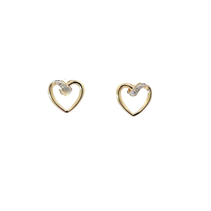 9ct Yellow Gold Open Heart Diamond Set Earrings