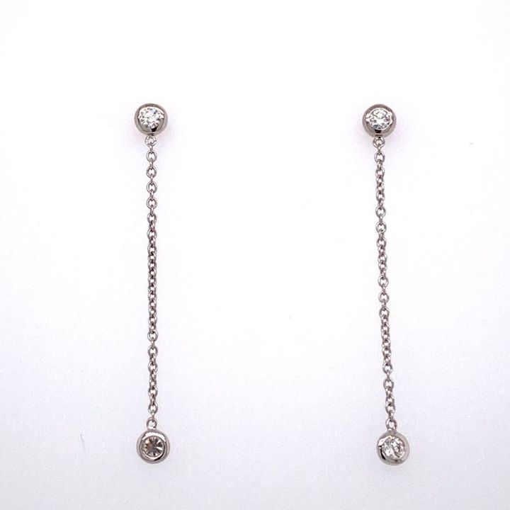 18ct White Gold Two Stone Diamond Drop Earrings