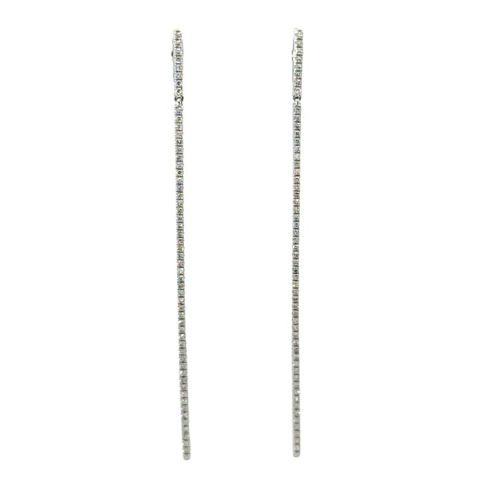 18ct White Gold Diamond Bar Drop Earrings