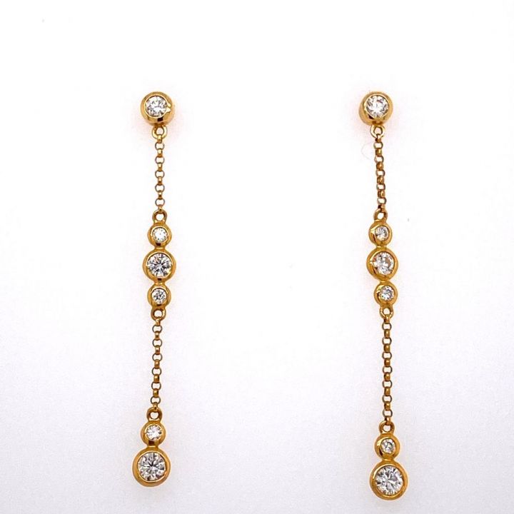 18ct Yellow Gold Six Stone Diamond Drop Earrings