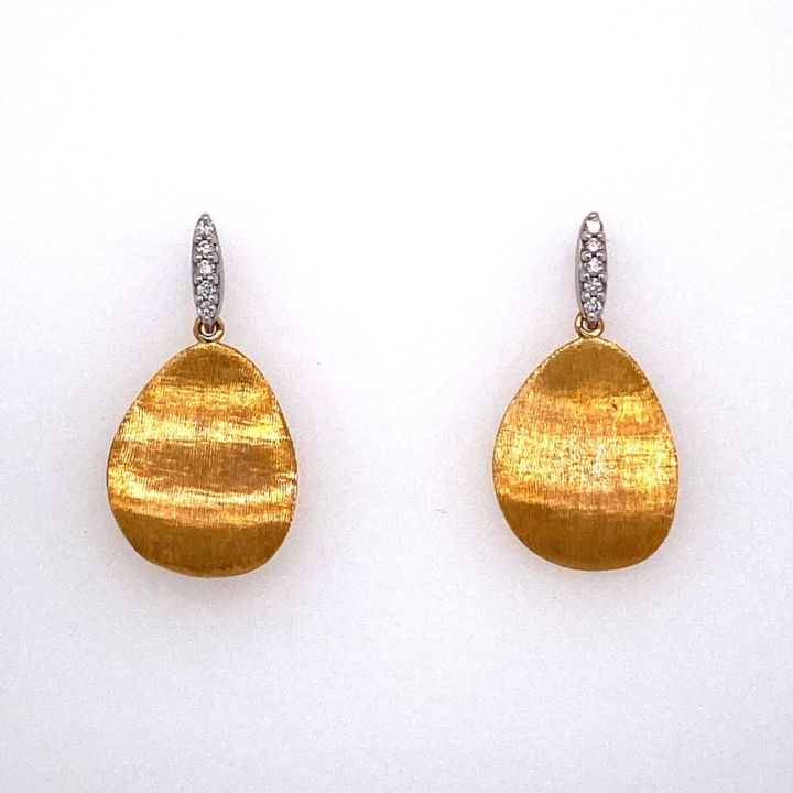 9ct Yellow Gold Satin Finish Diamond Earrings