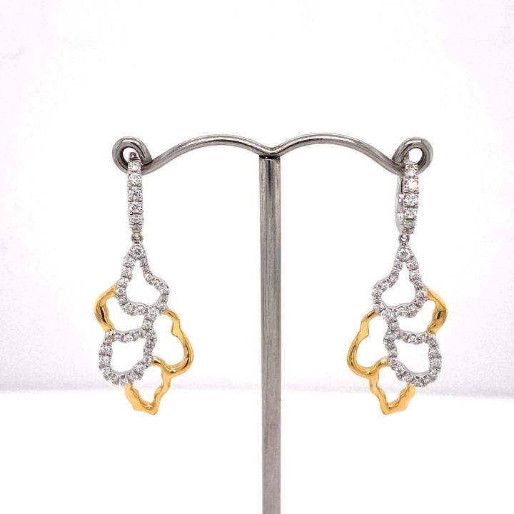 18ct Yellow & White Gold Diamond Set Flame Earrings