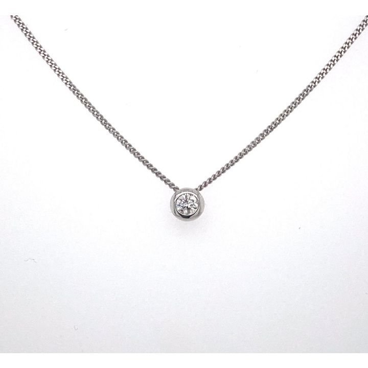 9ct White Gold Solitaire Diamond Rub Over Pendant