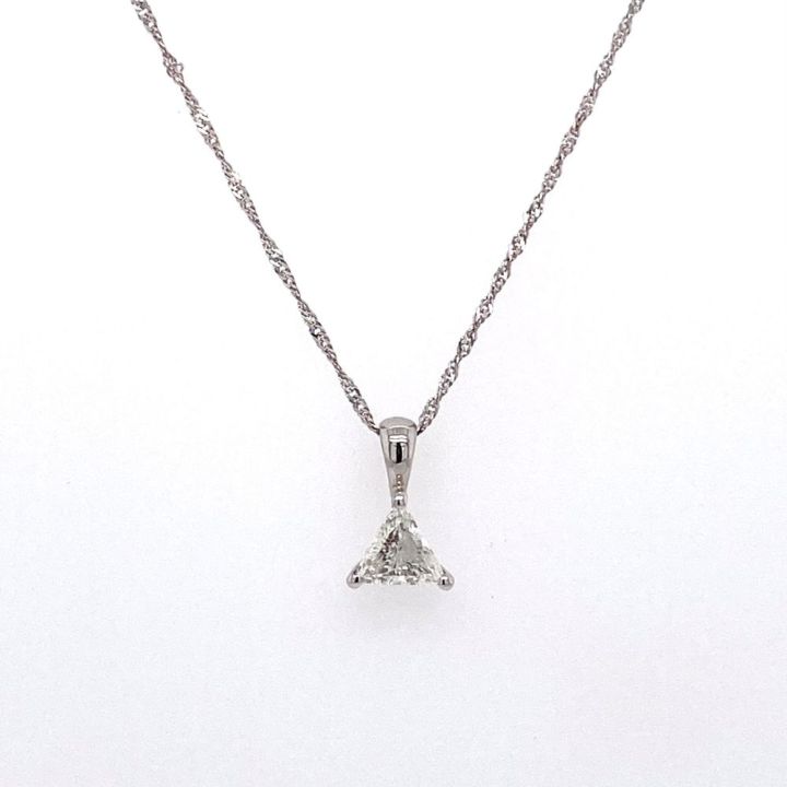 18ct White Gold Trilliant Cut Diamond Pendant