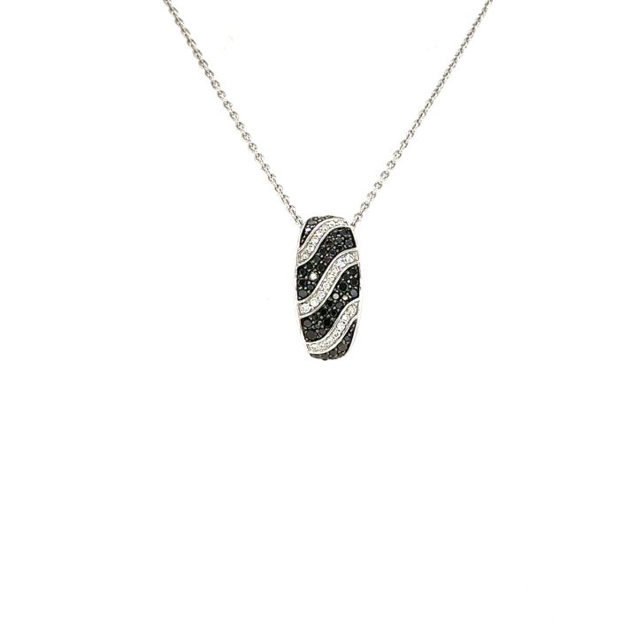 18ct White Gold Black & White Diamond Pendant