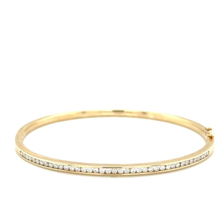 9ct Yellow Gold Diamond Set Bangle