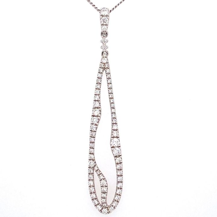 18ct White Gold Long Diamond Pendant