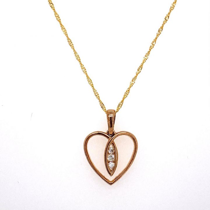 9ct Yellow Gold Diamond Set Heart Pendant
