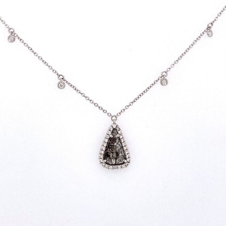 18ct White GoldSalt & Pepper Diamond Necklace