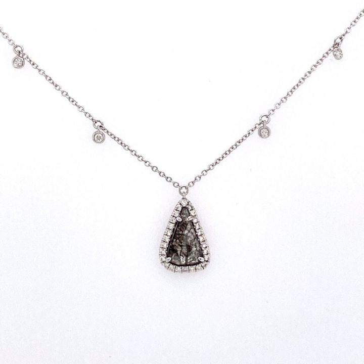 18ct White GoldSalt & Pepper Diamond Necklace