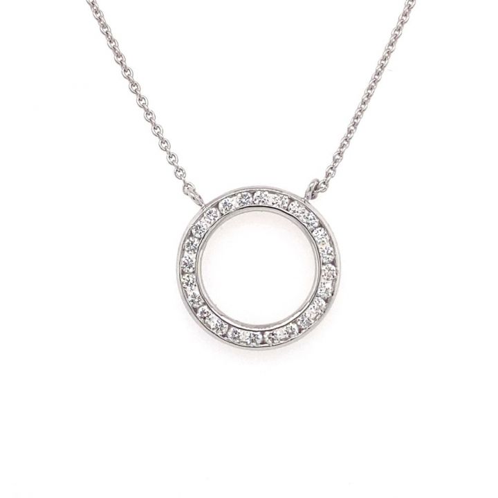 18ct White Gold Circle of Diamonds Necklace