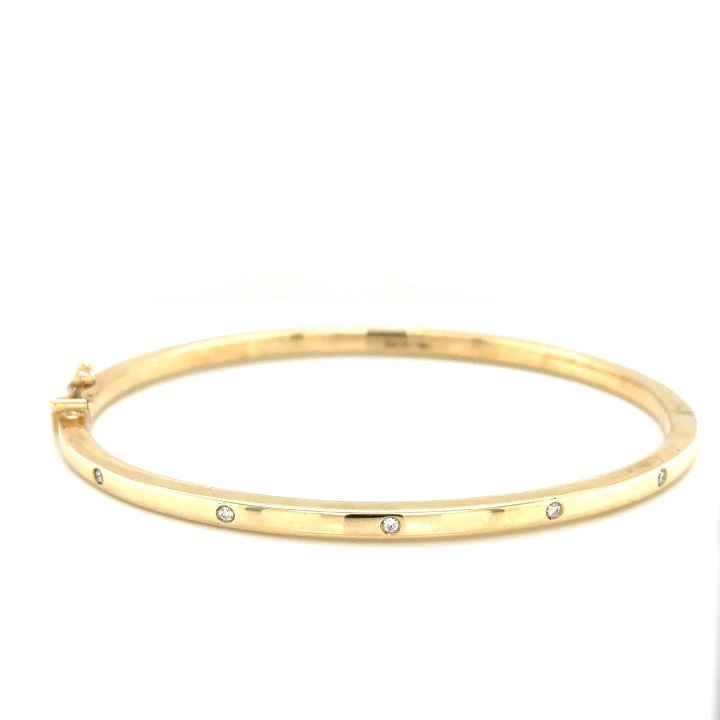 9ct Yellow Gold Five Stone Diamond Bangle