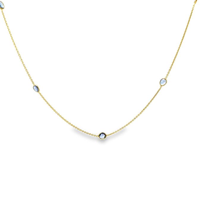18ct Yellow Gold Sapphire Station Necklace