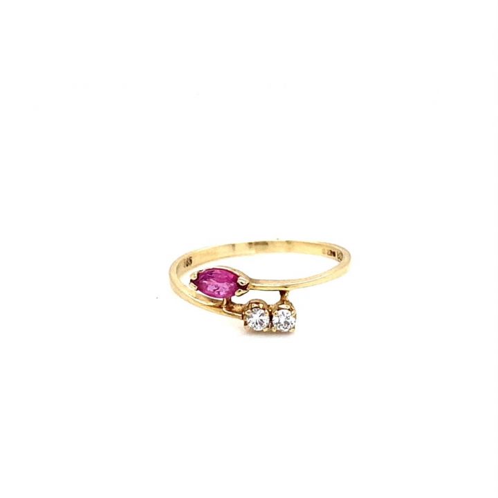 Pre Owned 14ct Yellow Gold Ruby & Diamond Ring Size M1/2