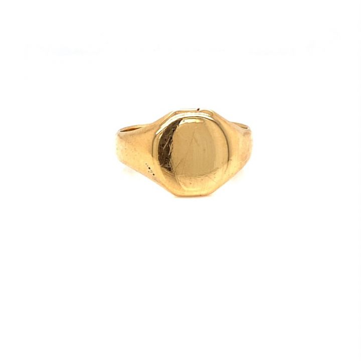 Pre Owned 18ct Yellow Gold Gents Oval Signet Ring Size T