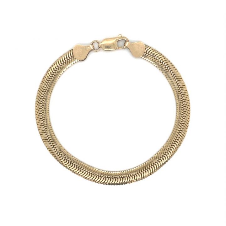 Pre Owned 9ct Yellow Gold Flat Snake Bracelet