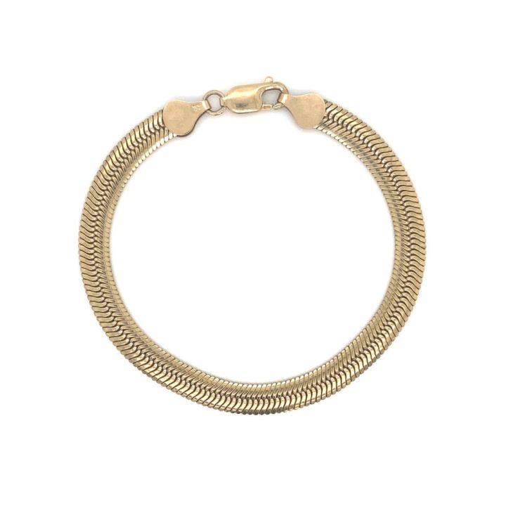 Pre Owned 9ct Yellow Gold Flat Snake Bracelet