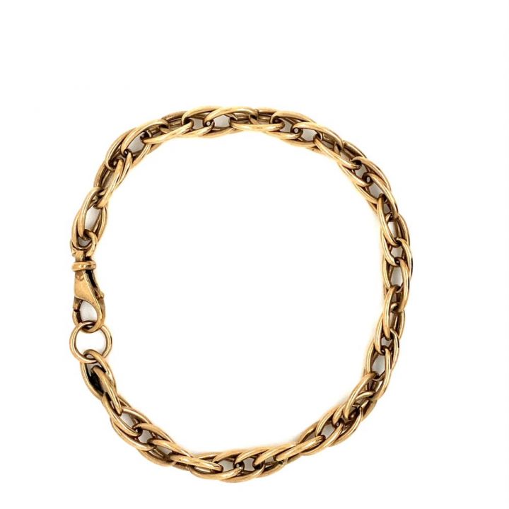 Pre Owned 9ct Yellow Gold Double Belcher Bracelet