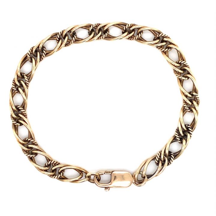Pre Owned 9ct Yellow Gold Fancy Double Curb Bracelet