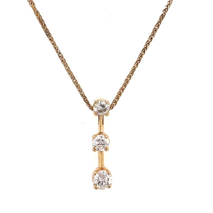 Pre Owned 14ct Yellow Gold Three Stone Diamond Pendant