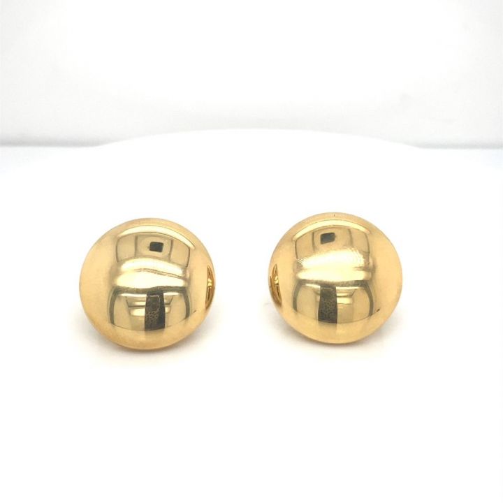 Pre Owned 18ct Yellow Gold Large Button Earrings