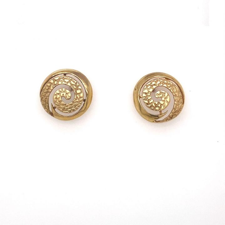 Pre Owned 9ct Yellow Gold Swirl Earrings