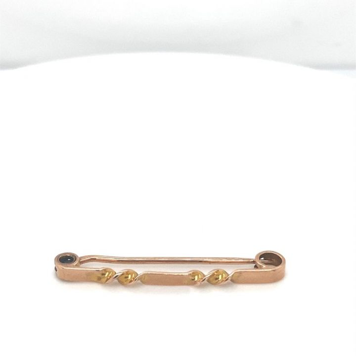 Pre Owned 9ct Yellow Gold Twist Bar Brooch