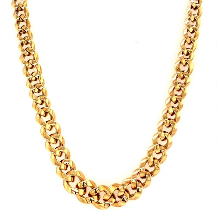 9ct Yellow Gold Graduated Curb Link Necklace