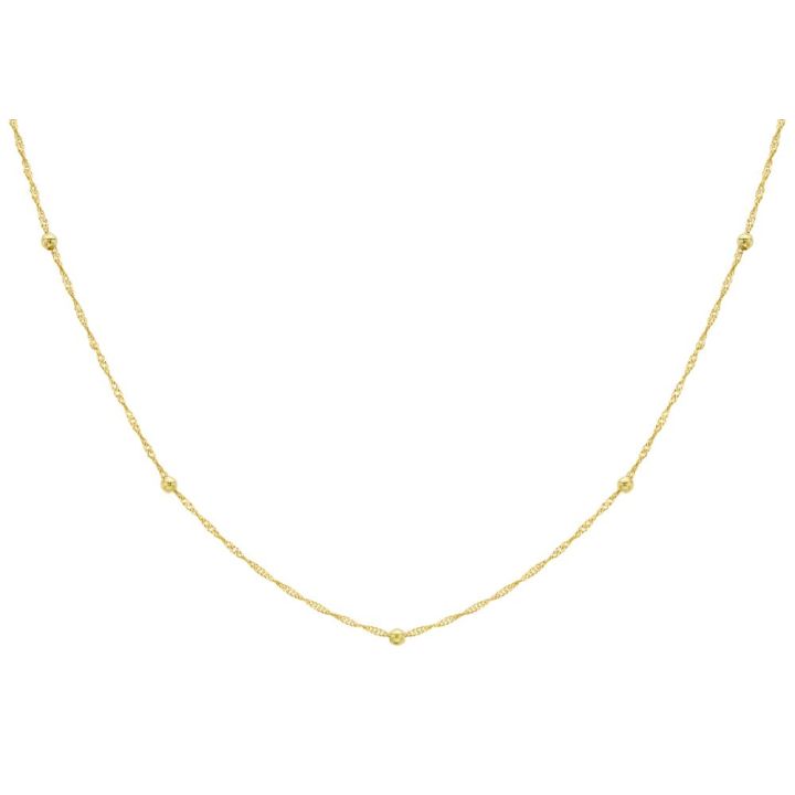 9ct Yellow Gold Twist Curb & Ball Chain 46cm