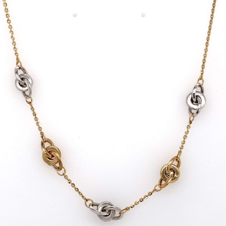 9ct Yellow & White Gold Circles Station Necklace