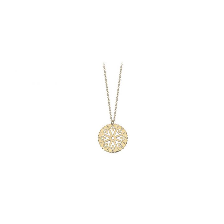 9ct Yellow Gold Lace Cut Out Circle Pendant