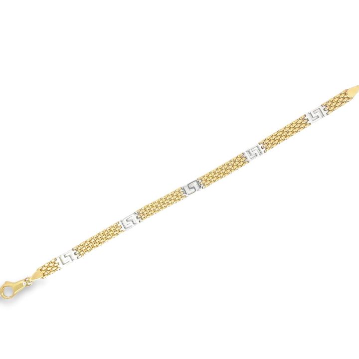 9ct Yellow & White Gold Brick Link Bracelet
