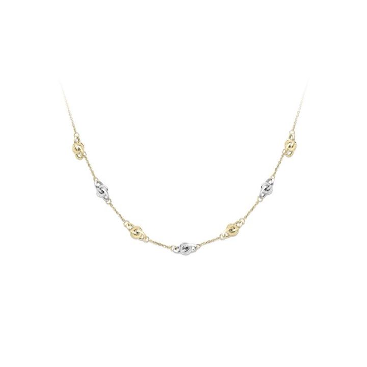 9ct Yellow & White Gold Station Link Necklace