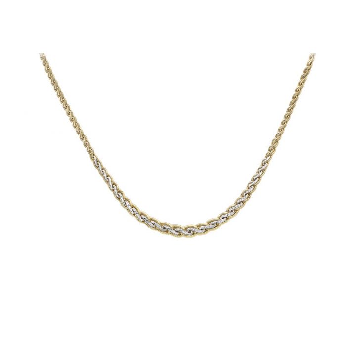 9ct Yellow and White Gold Graduated Spiga Necklace