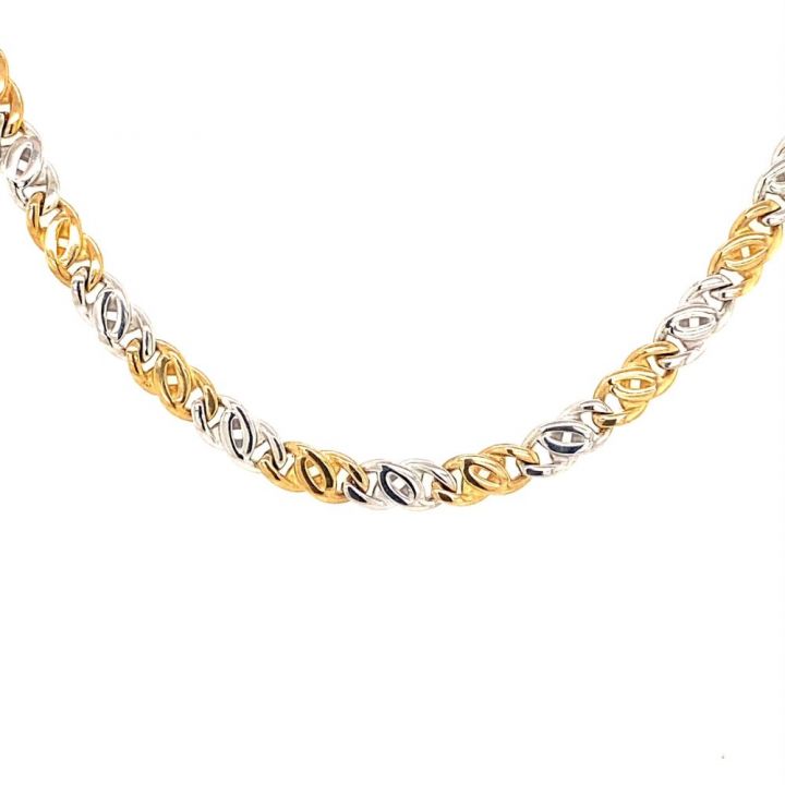 9ct Yellow & White Gold Fancy Double Curb Necklet
