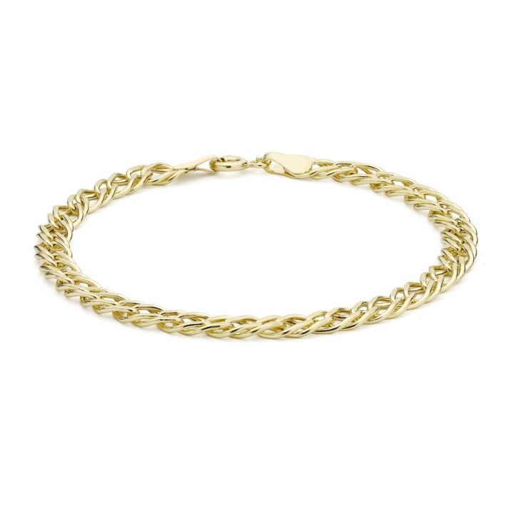 9ct Yellow Gold Double Diamond Cut Curb Bracelet