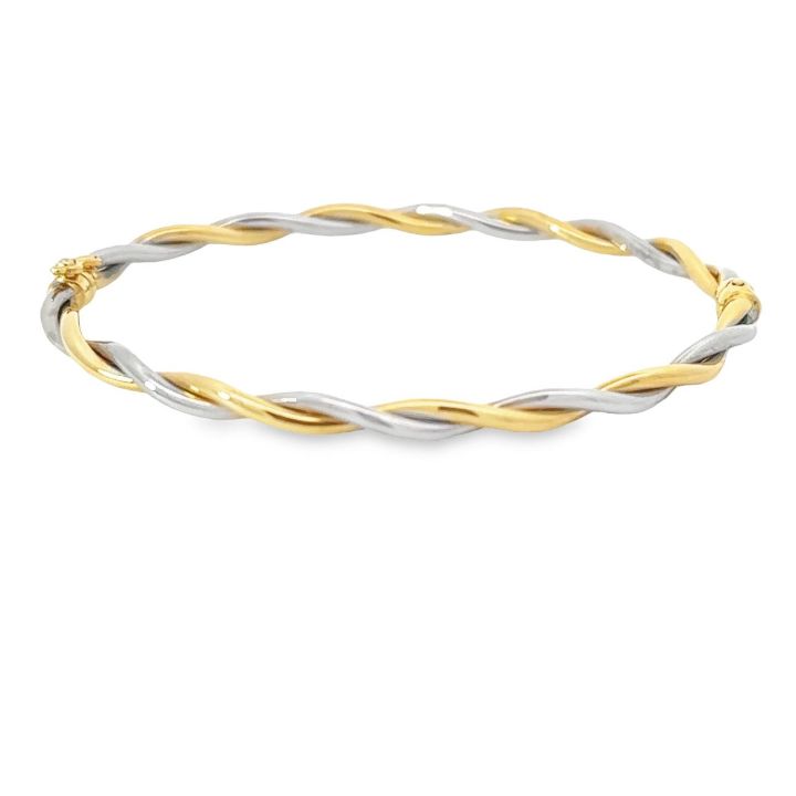 9ct Yellow & White Gold Twisted Bangle