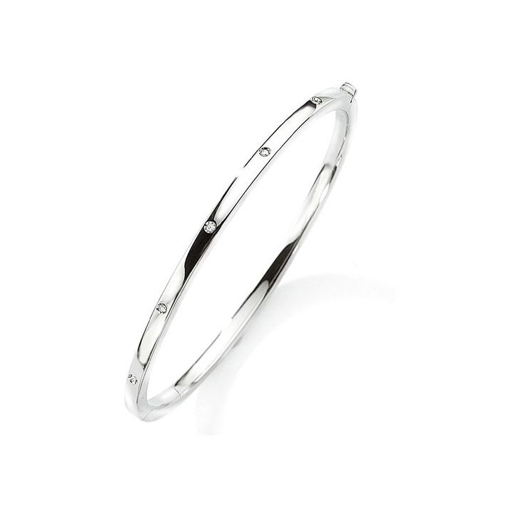 9ct White Gold Five Stone Diamond Bangle