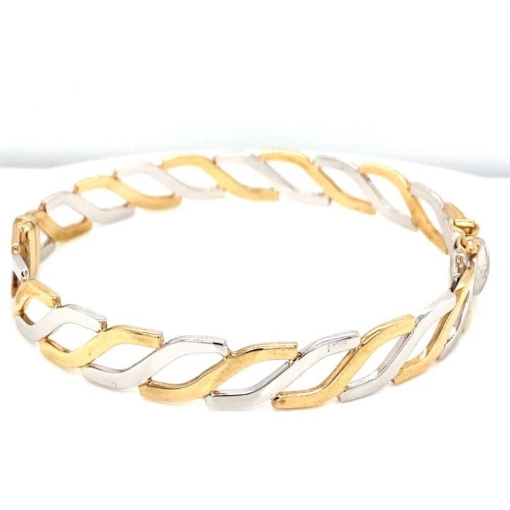 9ct Yellow & White Gold S Link Bangle