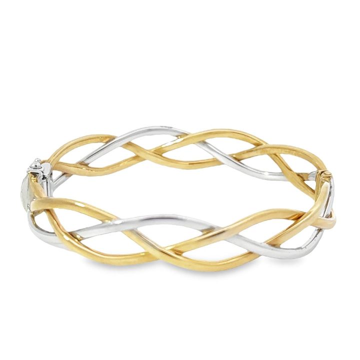 9ct Yellow & White Gold Open Twist Bangle